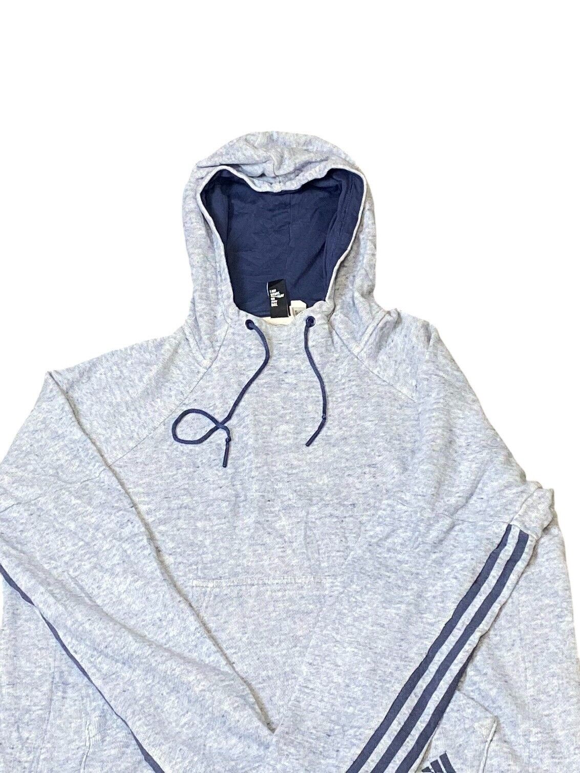 Adidas Hoodie Men's M Blue Logo Long Sleeve Kangaroo Pocket Pullover Outdoor