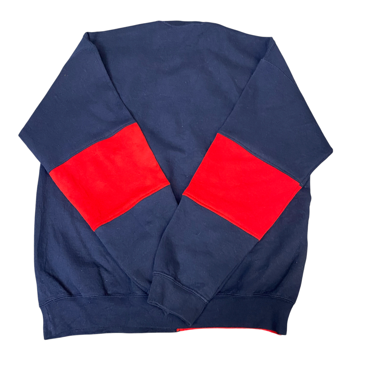 Nike Reworked Sweatshirt Mens L Navy Red Embroidered Spellout Logo Vintage Y2K