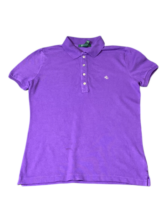 Lauren Ralph Lauren Polo Shirt Womens Small Purple Stretch Slim Fit Popover Vtg