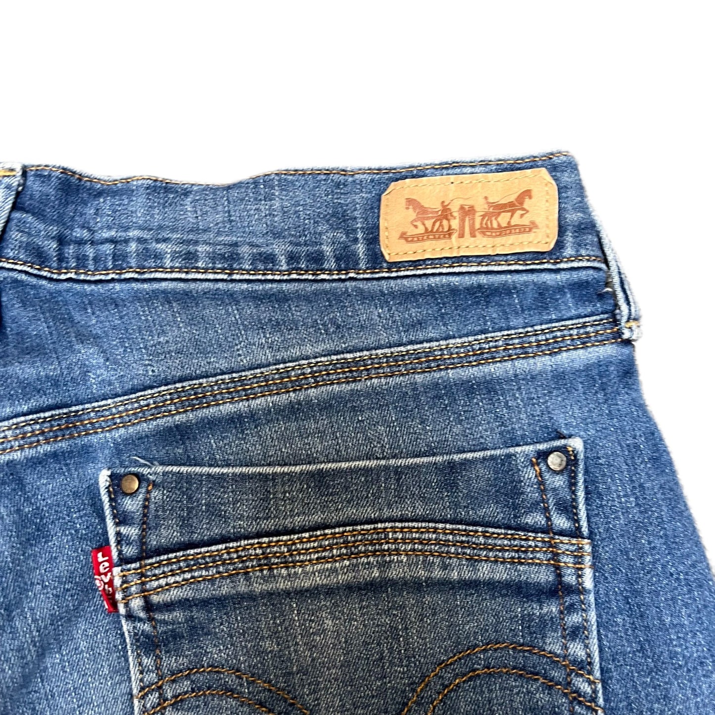 Levis Capri Jeans Fits as Womens L 30" Waist Blue Denim Mid Rise Red Tab Cuffed