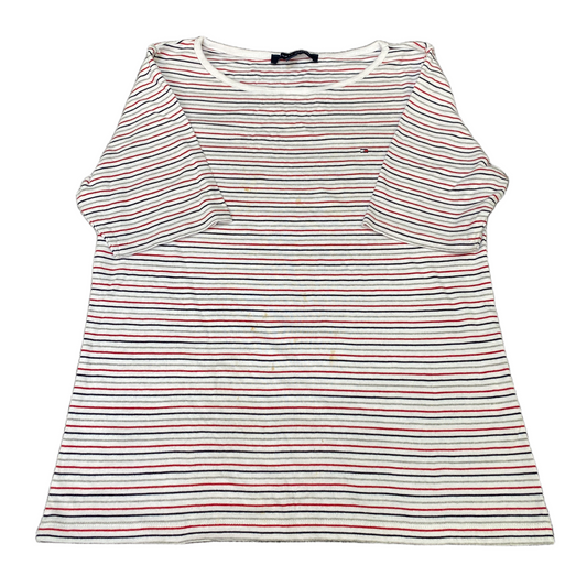 Tommy Hilfiger T-Shirt Women L Multi Striped Short Sleeve Pullover Summer Tee