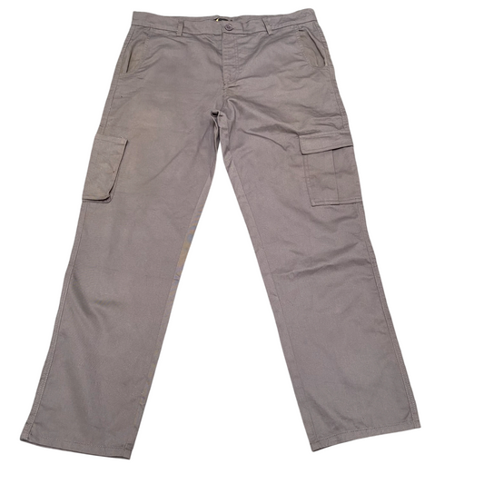 Carpenter Trousers Men's XL Grey Cargo Pockets Straight Leg Workwear Outdoor