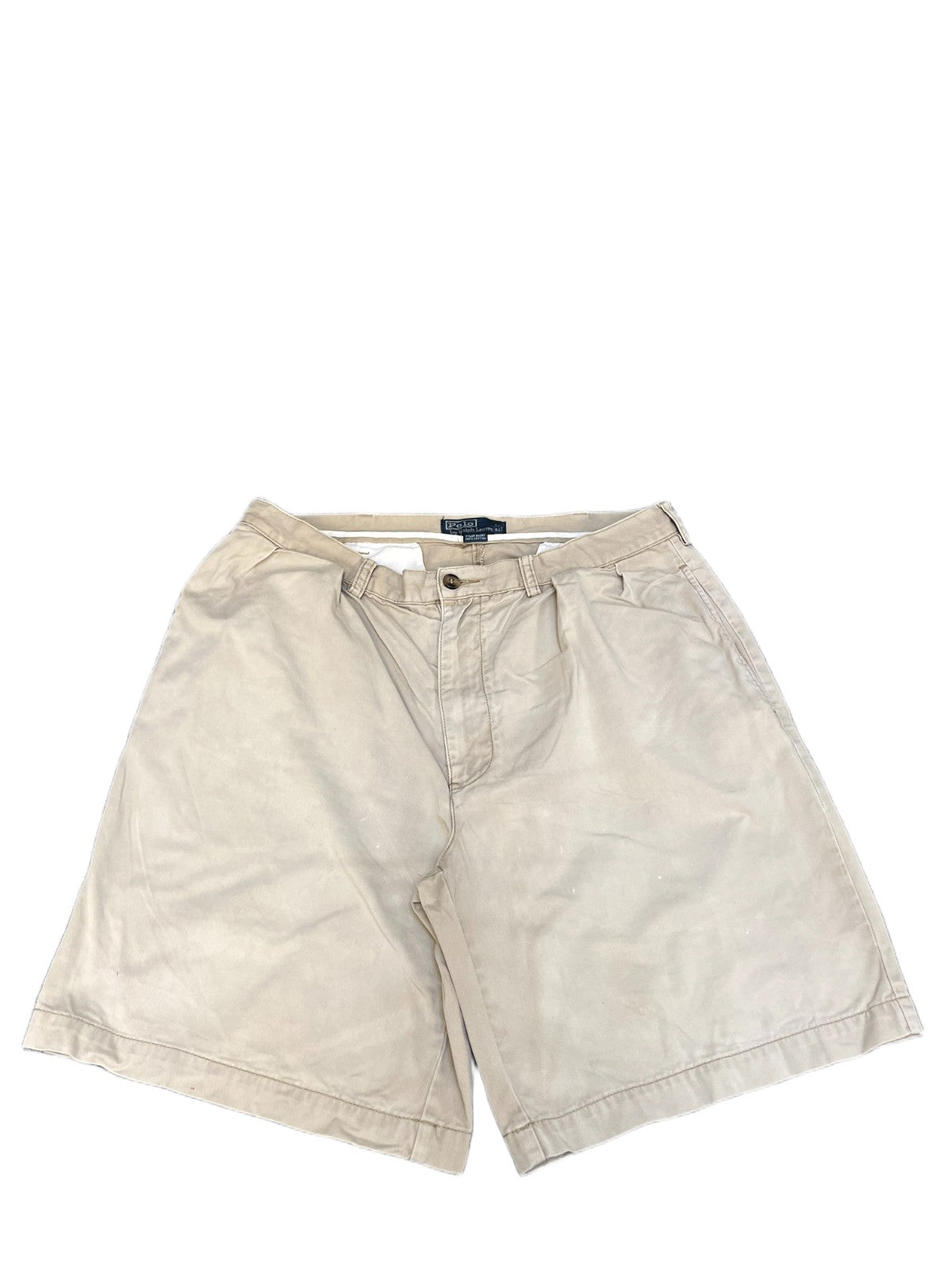 Polo Ralph Lauren Tyler Chino Shorts Fits as Mens XL 35" Waist Beige Pleated