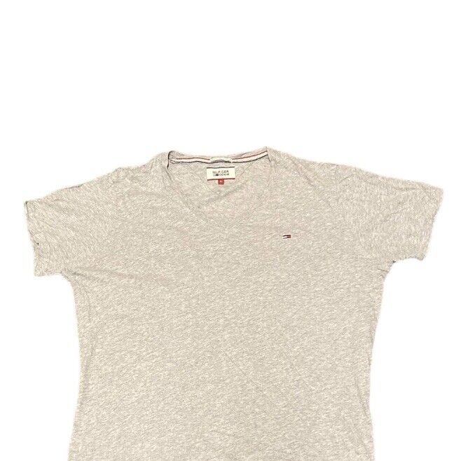 Tommy Hilfiger V-neck T-Shirt Grey Womens L Front Logo