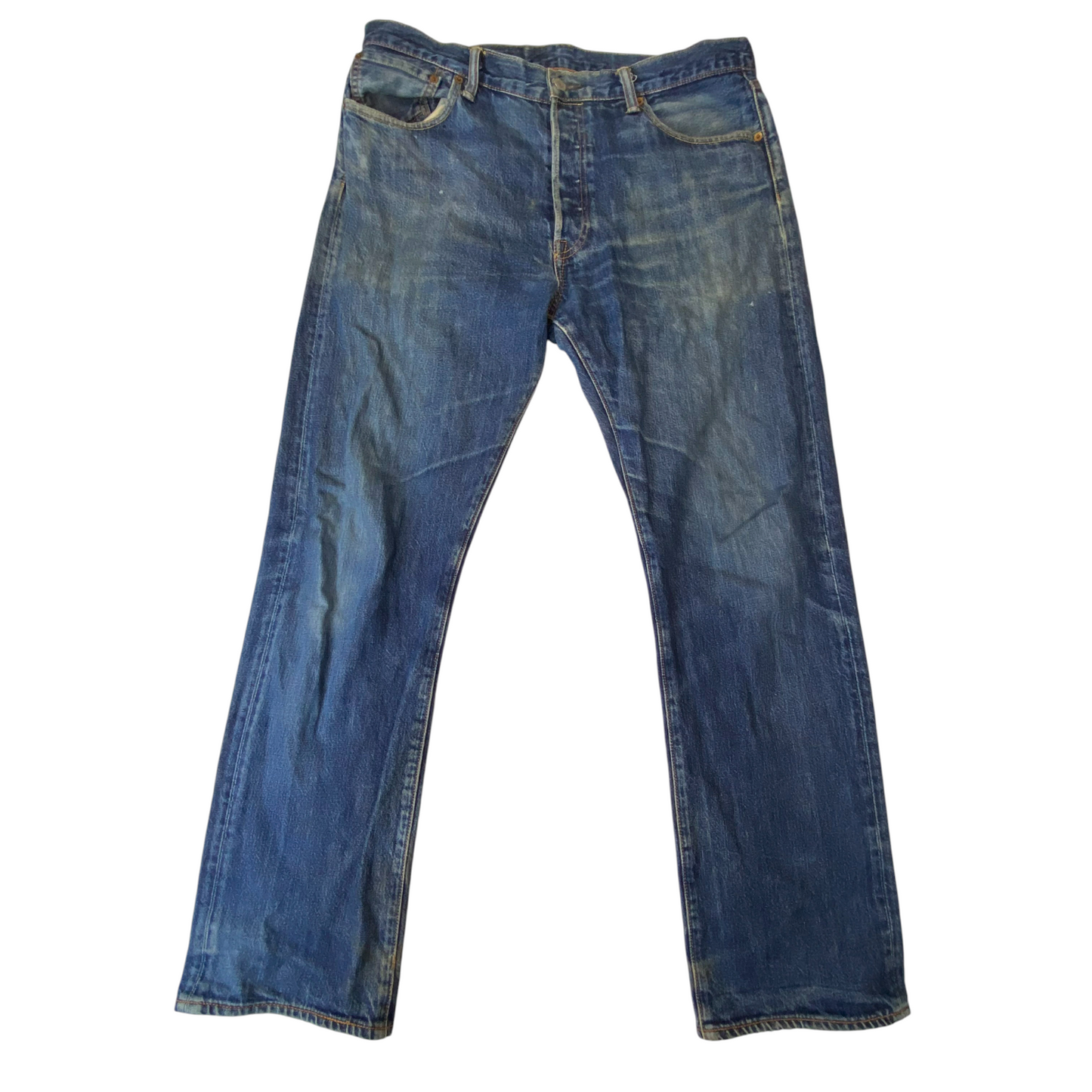 Levi's Jeans Mens XL Blue Denim Regular Fit Straight Leg Pockets Faded Outdoor