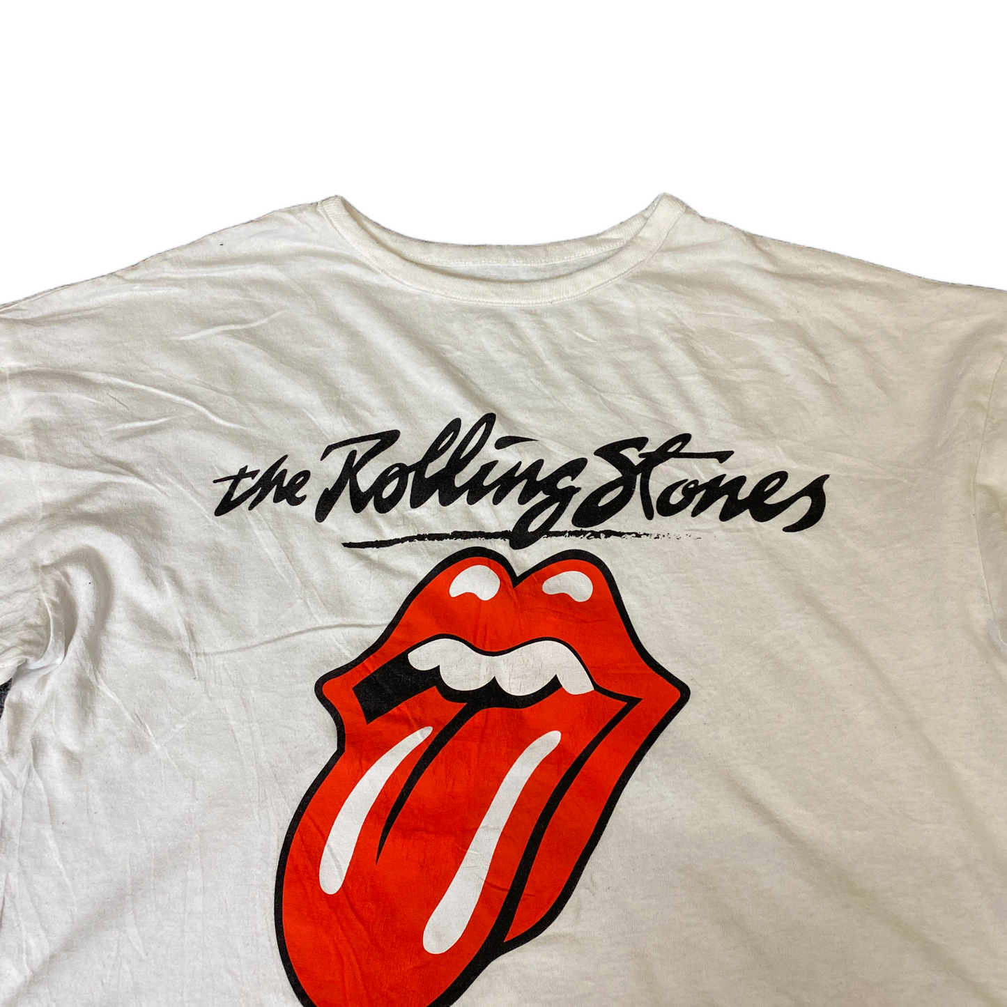The Rolling Stones Crop T-Shirt Womens Small White Graphic Logo Short Sleeve Tee