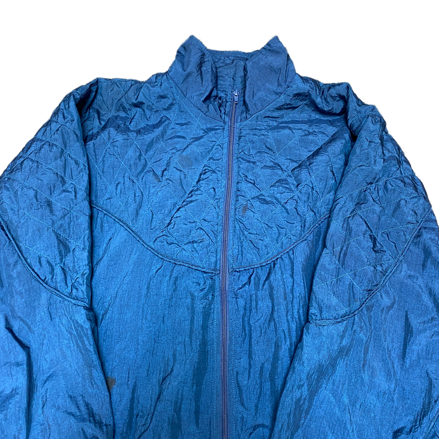 Vtg Bocoo Windbreaker Jacket Mens Large Teal Blue Quilted Lightweight Full Zip
