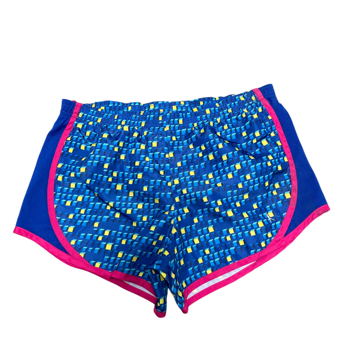 Danskin Now Running Sprinter Shorts Womens XL Blue Box Print Elastic Waist
