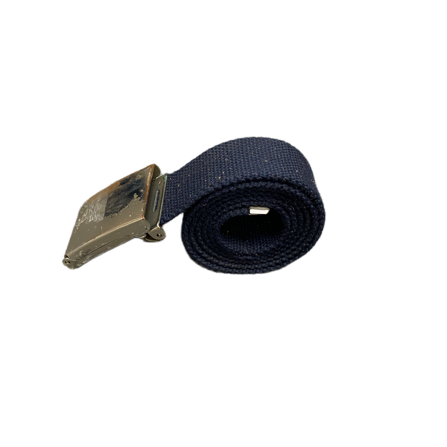 Mens Waist Belt Navy Canvas Adjustable Silver Military Buckle 36.5 inches