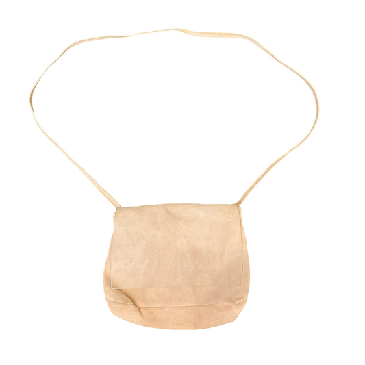 Womens Pig Shoulder Bag Beige Suede Classic Single Flap for Travel & Daily Use