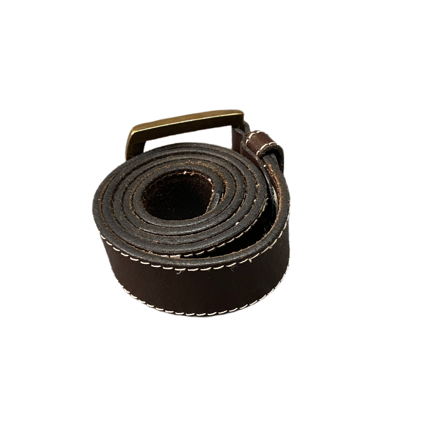 Collezione Waist Belt Men Dark Brown Leather Adjustable Brass Buckle 40 inches