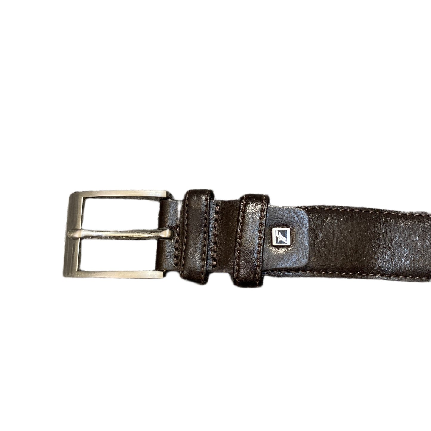C&A Waist Belt Mens Dark Brown Leather Adjustable Silver Pin Buckle 42.5 inches