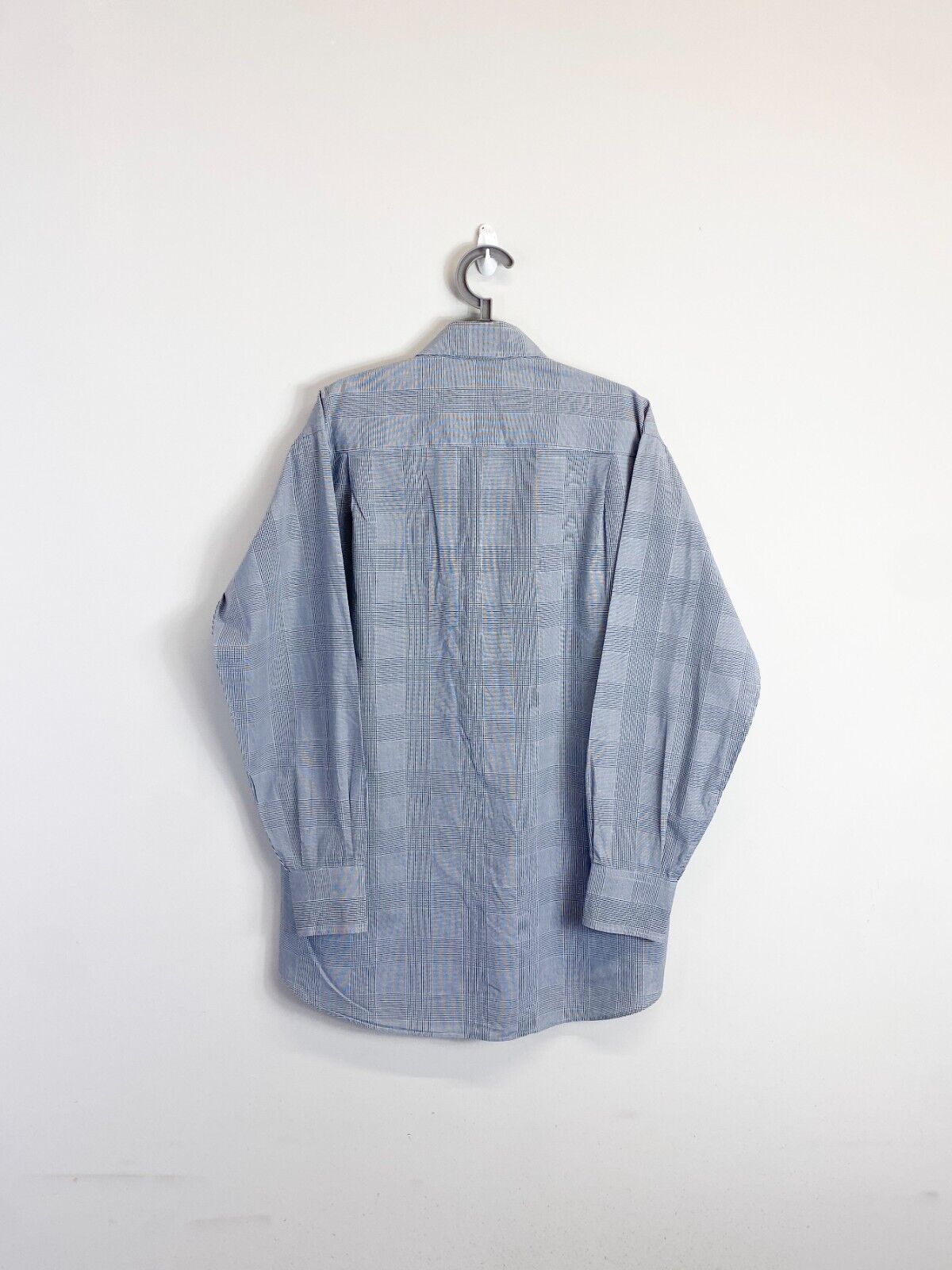 Nautica Dress Shirt Mens Medium Grey Checkered Long Sleeve Collar Button Down