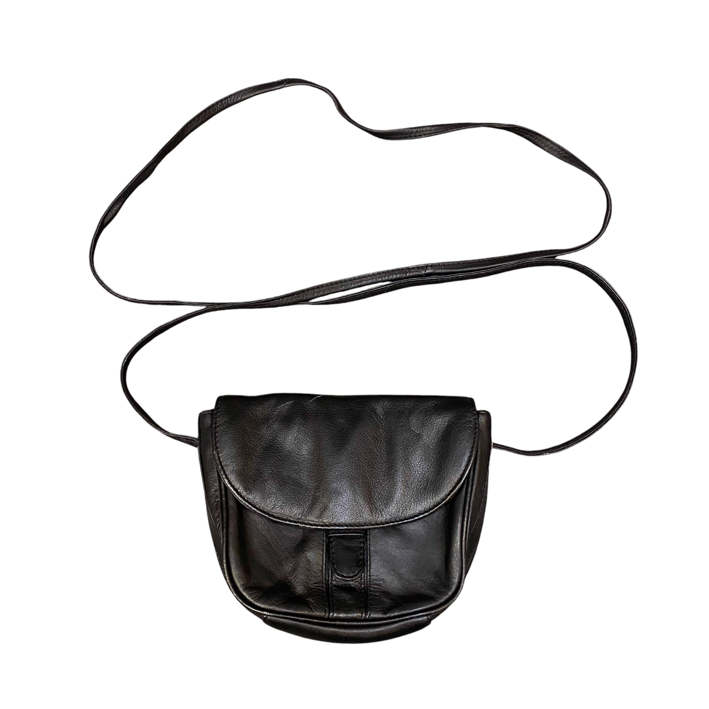 Womens Crossbody Bag Black Leather Casual Zipper Pockets Magnetic Flap Closure