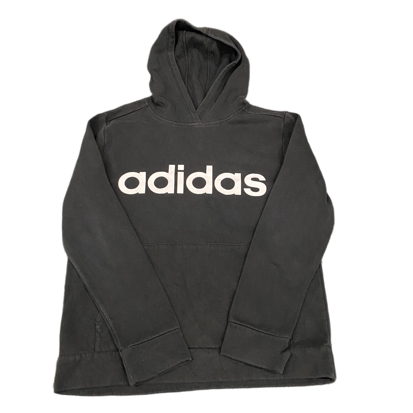Adidas Hoodie Womens M Black White Spellout Graphic Logo Long Sleeve Pullover