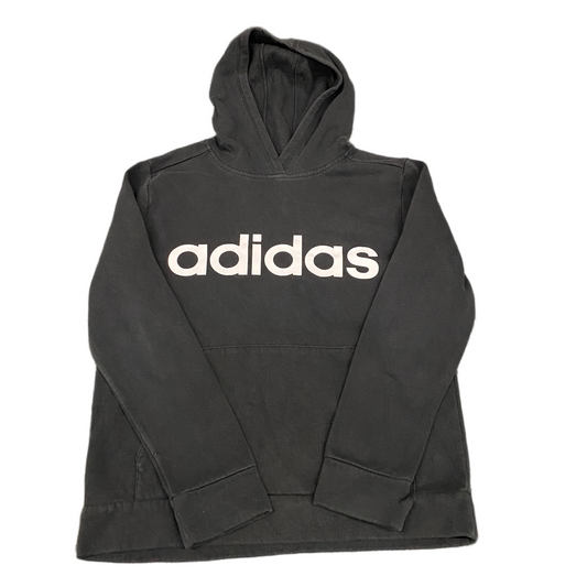 Adidas Hoodie Womens M Black White Spellout Graphic Logo Long Sleeve Pullover