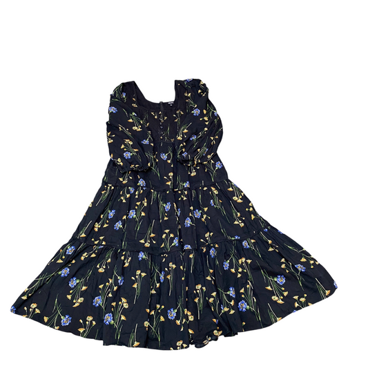 Madewel Maxi Dress Womens M Black Floral Long Sleeve Square Neck Button Front