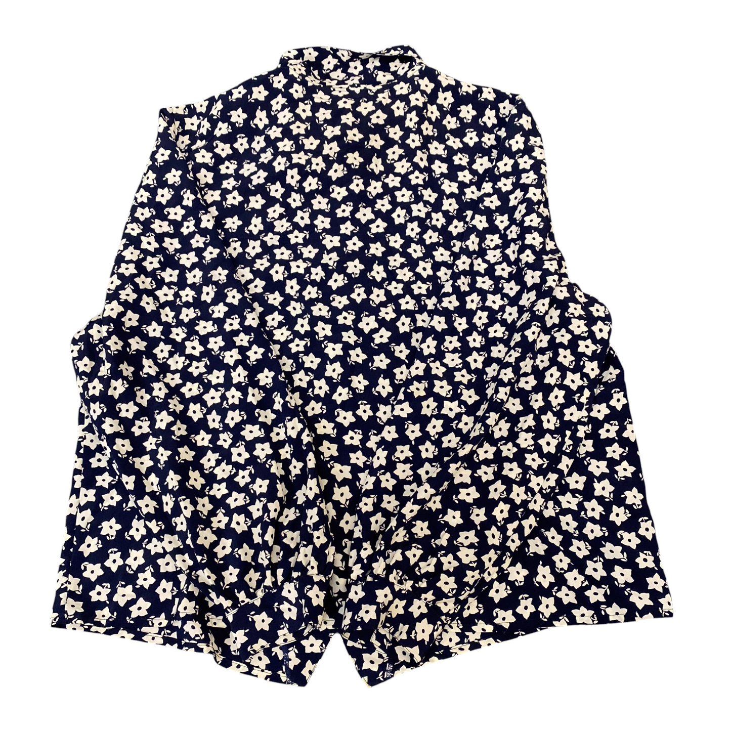 Mireille Shirt Top Womens M Blue White Floral Chiffon Collared Button Down