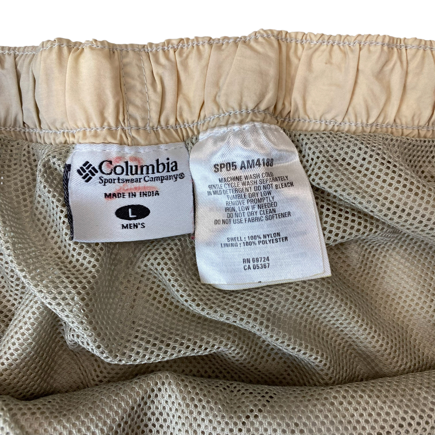 Columbia Belted Running Shorts Mens M Beige Casual Pleated Lightweight Outdoor