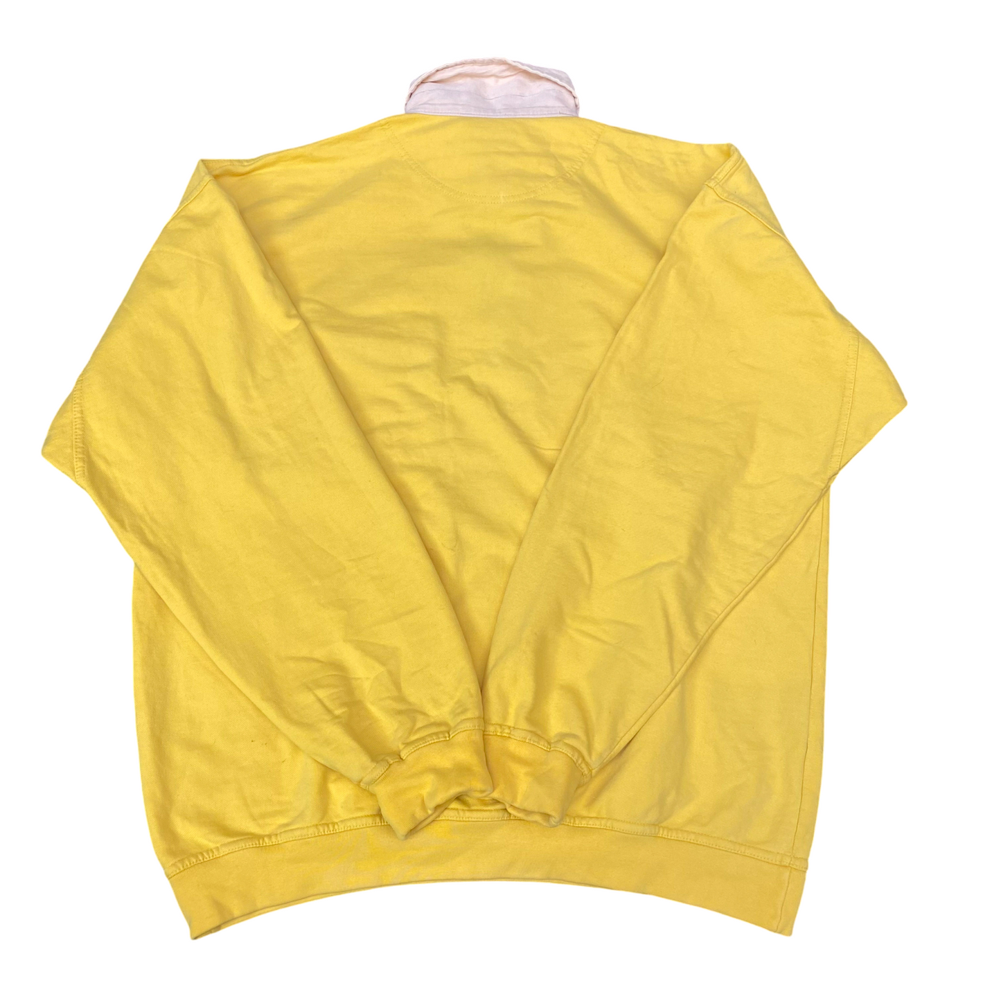 No Problem Sweatshirt Mens Large Yellow Long Raglan Sleeve Collared 1/4 Zip