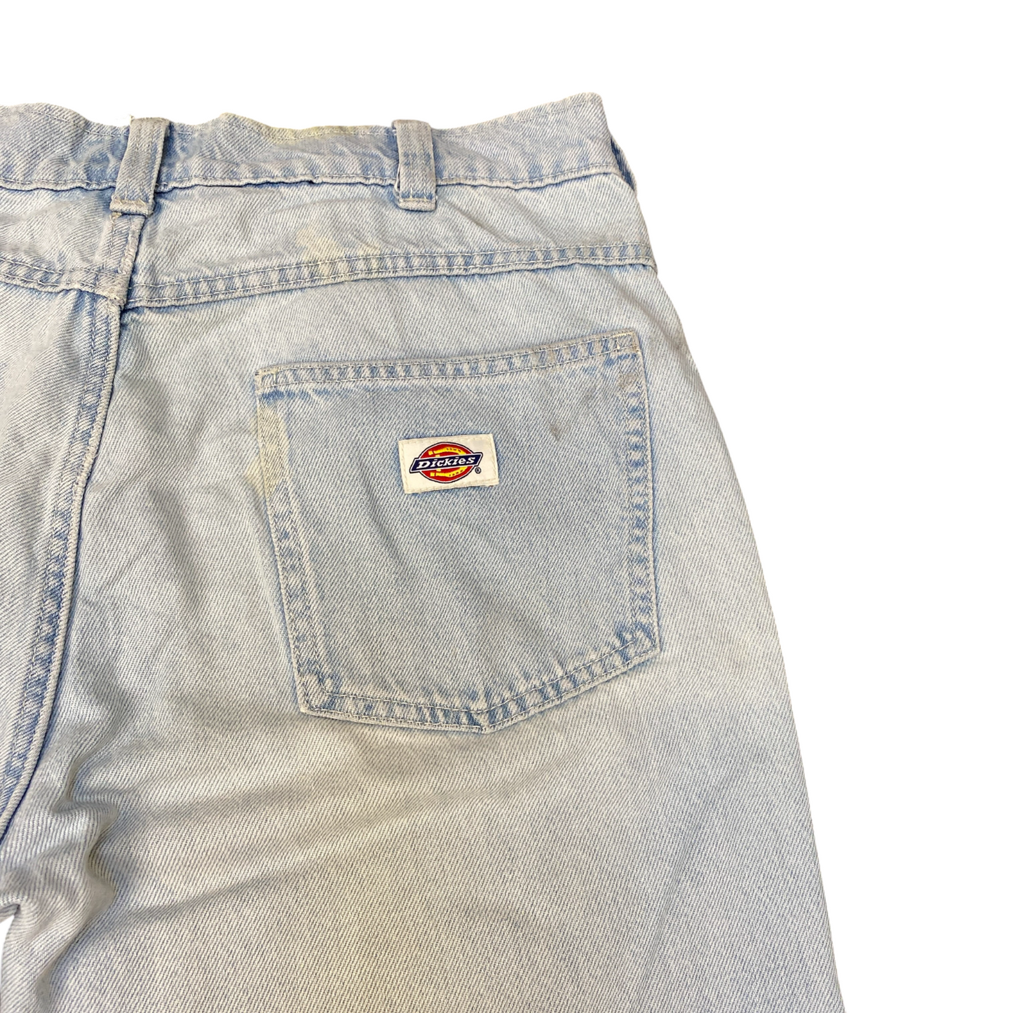 Dickies Jeans Mens Large Blue Denim Light Wash Carpenter Flat Front Straight Leg