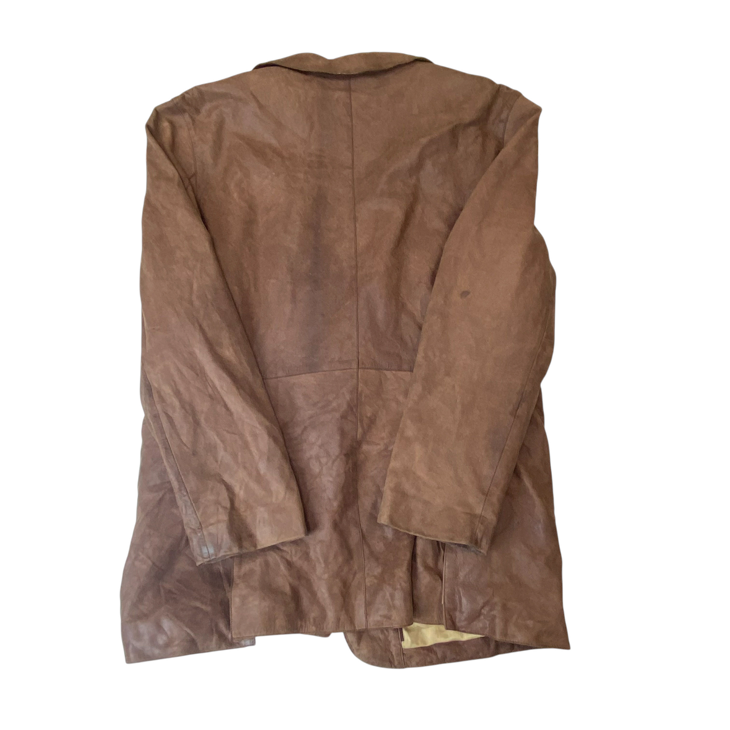 Snap Shot Blazer Jacket Men XXL Brown Leather Pocket Single Breasted Notch Lapel