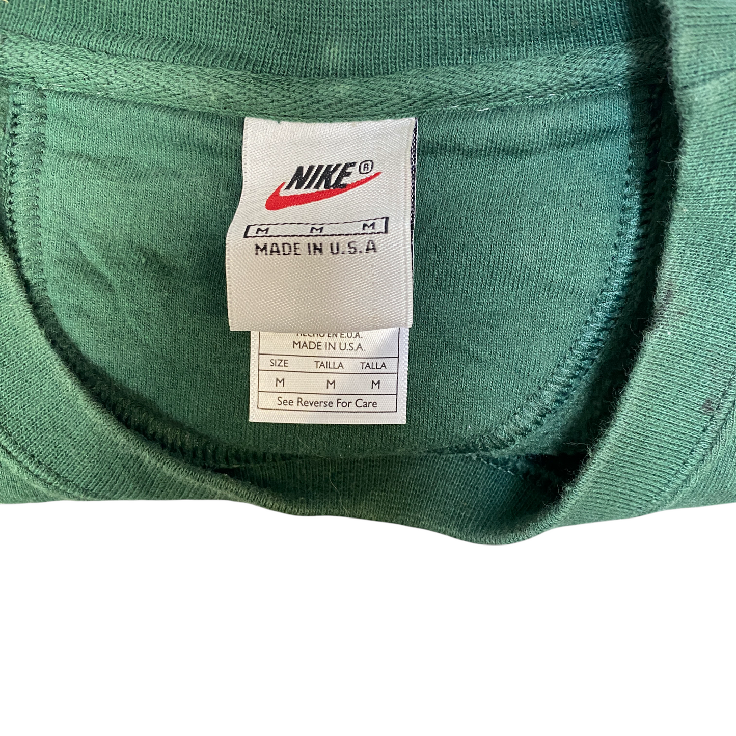 Nike Reworked Sweatshirt Mens M Green Grey Embroidered Spellout Logo Vintage Y2K