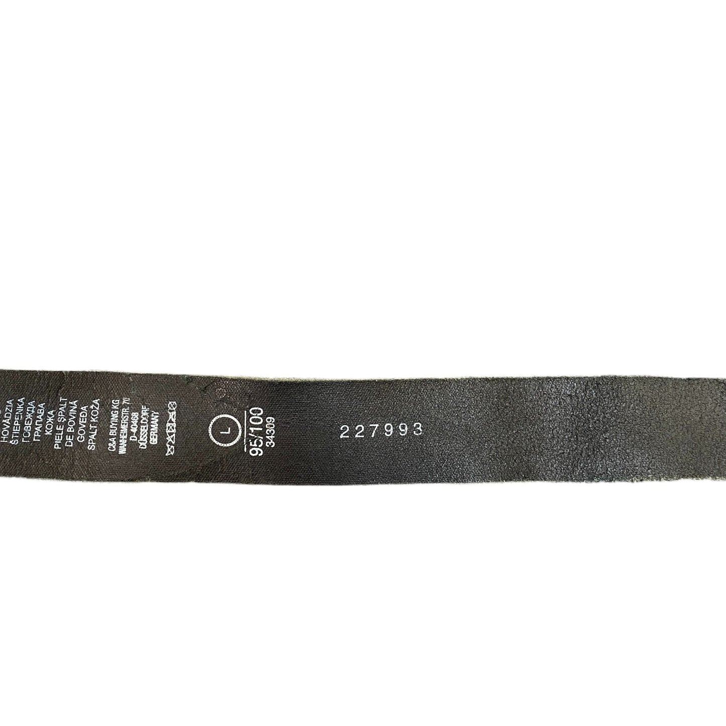 C&A Waist Belt Mens Large Black Leather Adjustable Silver Pin Buckle 43.5 Inches