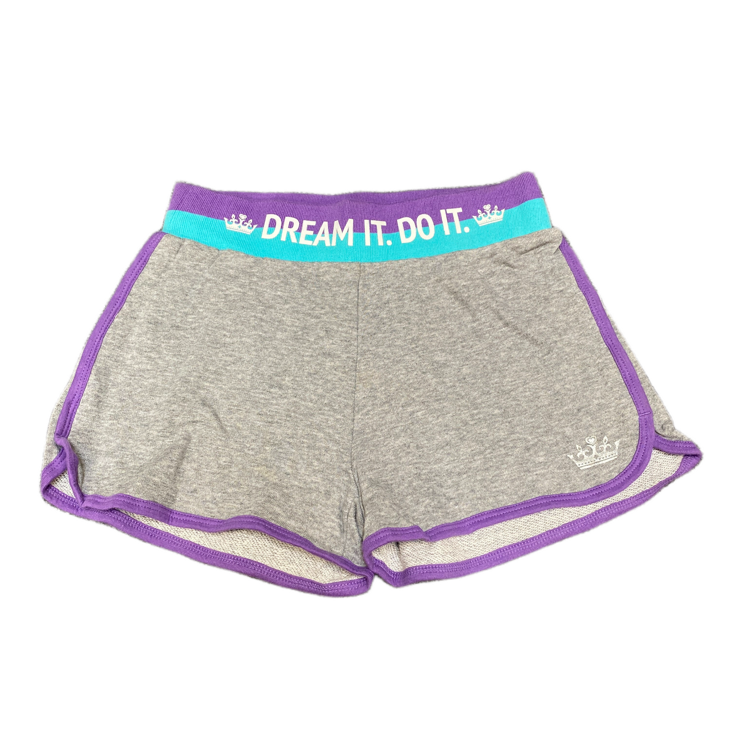 Running Sprinter Shorts Girls S 22" Waist Grey Athletic Gym Workout Dolphin Hem