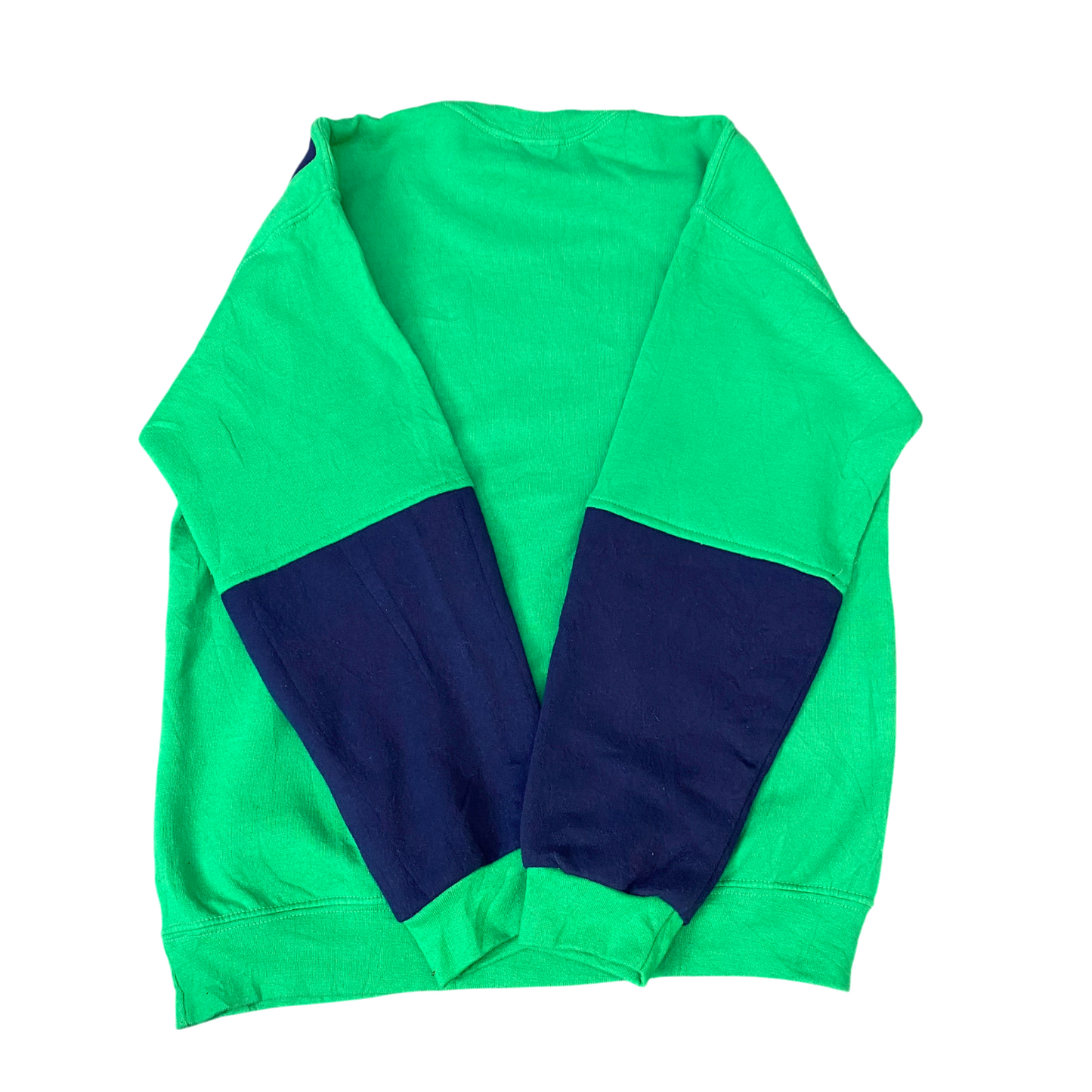 Nike Reworked Sweatshirt Mens Small Green Blue Embroidered Spell Out Logo Y2K