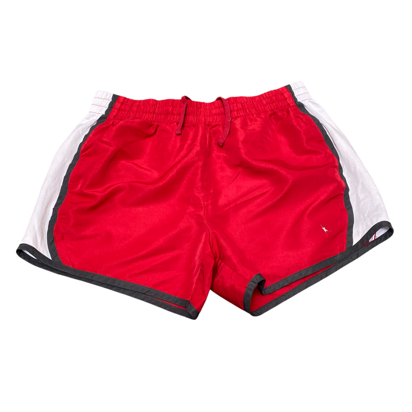Running Sprinter Shorts Women Small Red White Side Mesh Athletic Fit Dolphin Hem