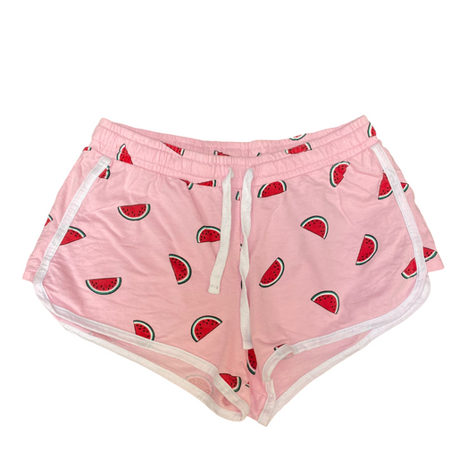 Running Sprinter Shorts Womens M Pink Watermelon Print Athletic Gym Dolphin Hem