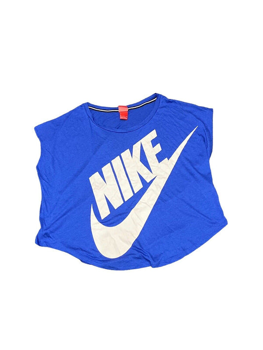 Nike Spellout Cropped T-Shirt Blue Womens XL Front Logo