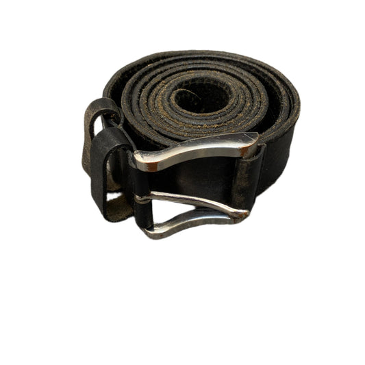 Waist Belt Men Black Leather Adjustable Classic Silver Pin Buckle 54 Inches