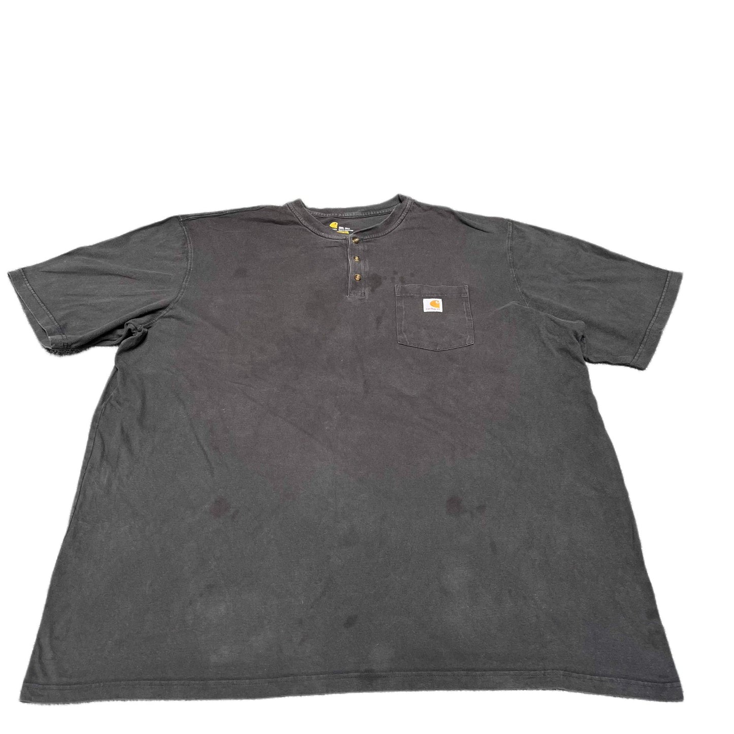 Carhartt Henley Pocket T-Shirt Mens 2XL Tall Black Original Fit Short Sleeve Tee