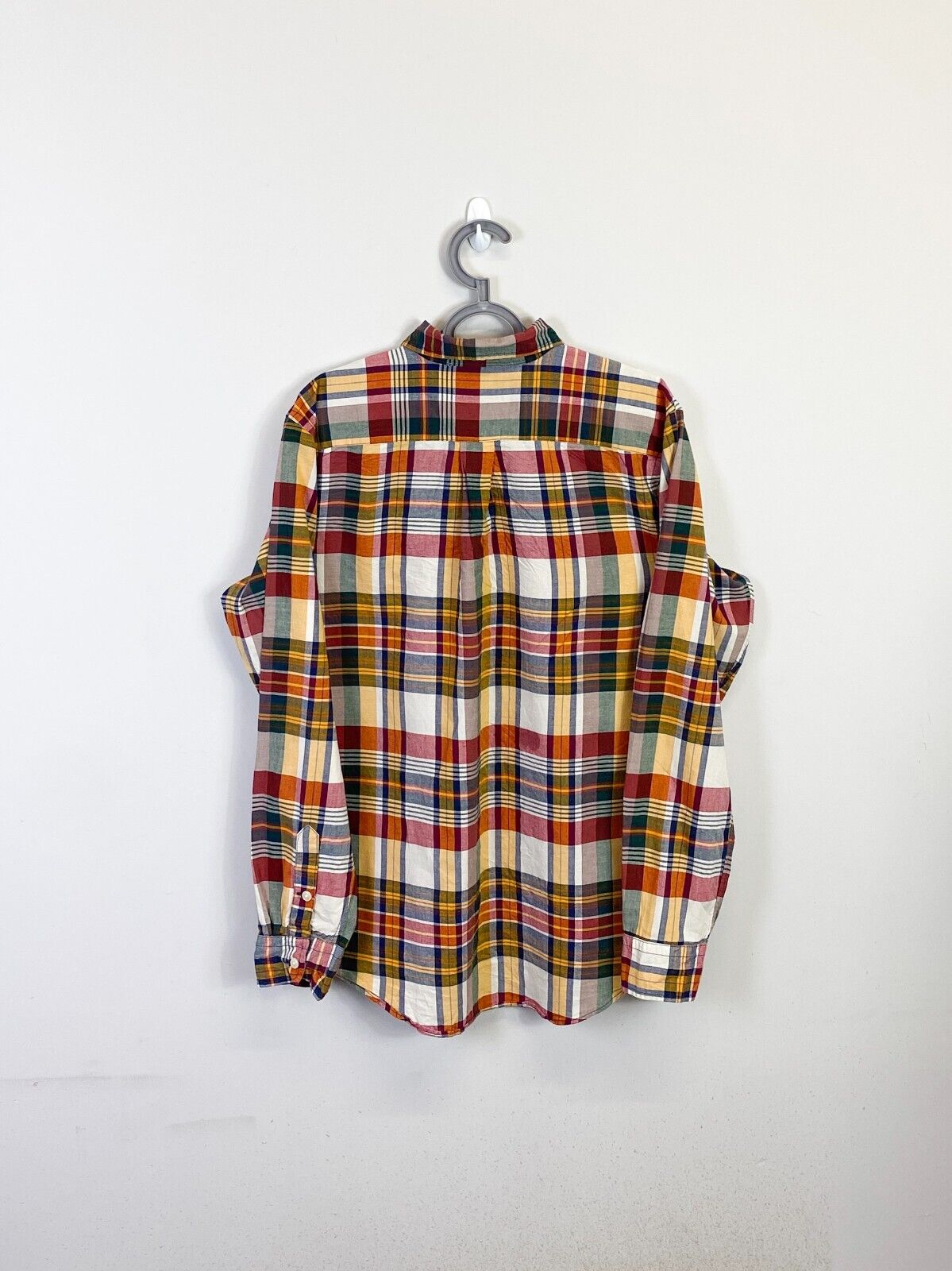 Ralph Lauren Shirt Womens XL Yellow Plaid Cotton Button Up Small Green Pony Logo