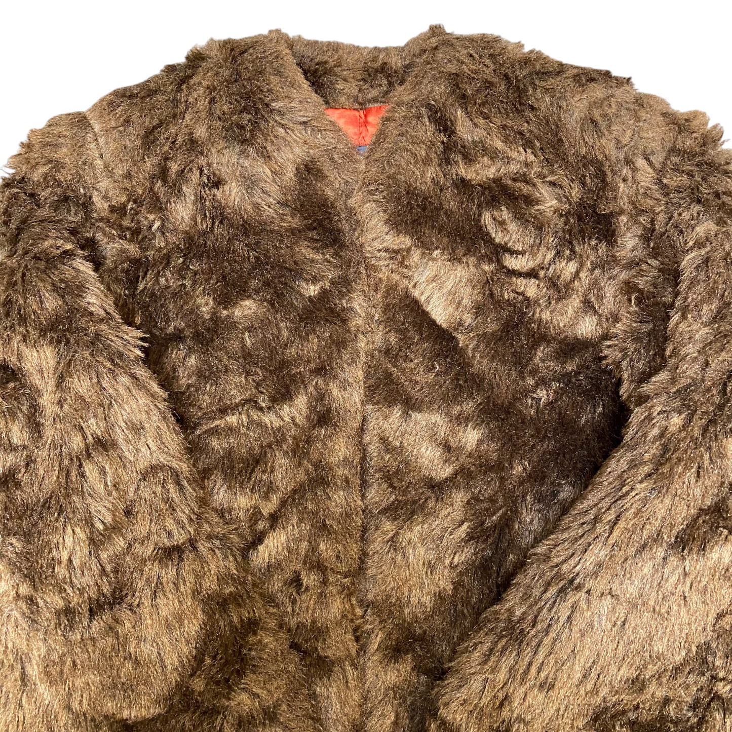 Roccobarocco Faux Fur Jacket Womens Medium Brown Lined Long Sleeve Open Front