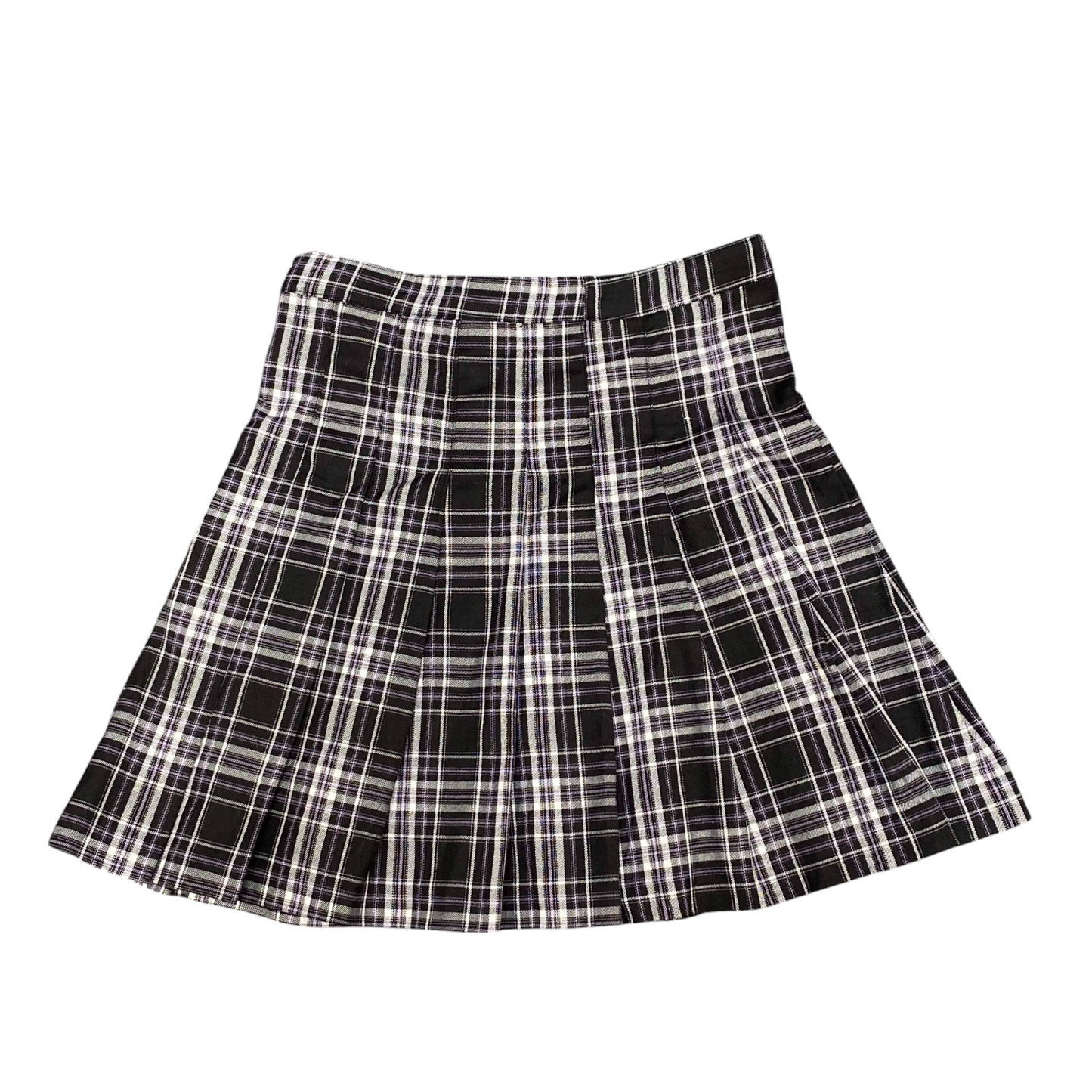 H&M A Line Skirt Women's M Black White Plaid Stretch Pleated Casual Flat Front