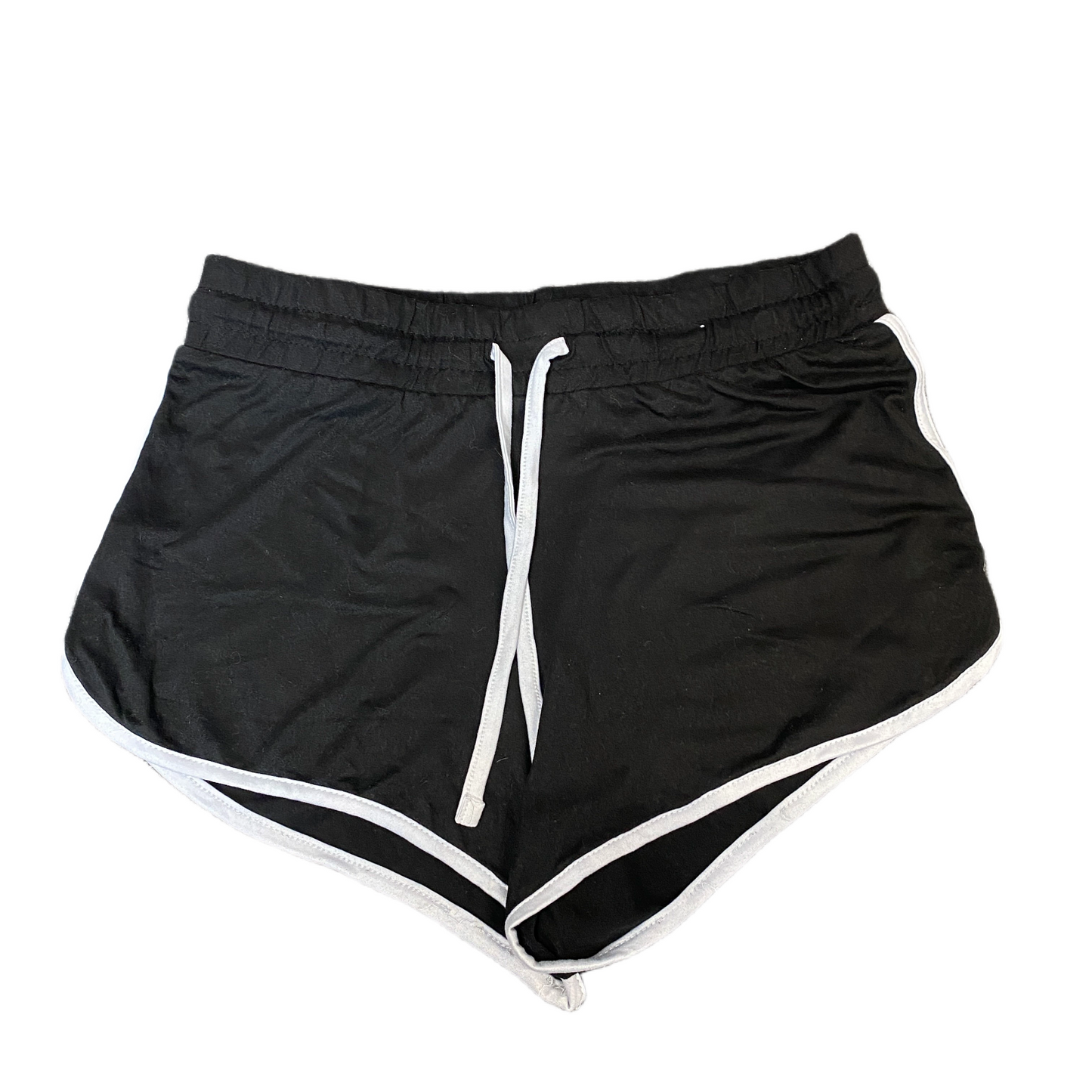 Running Sprinter Shorts Women L 30" Waist Black Athletic Gym Workout Dolphin Hem