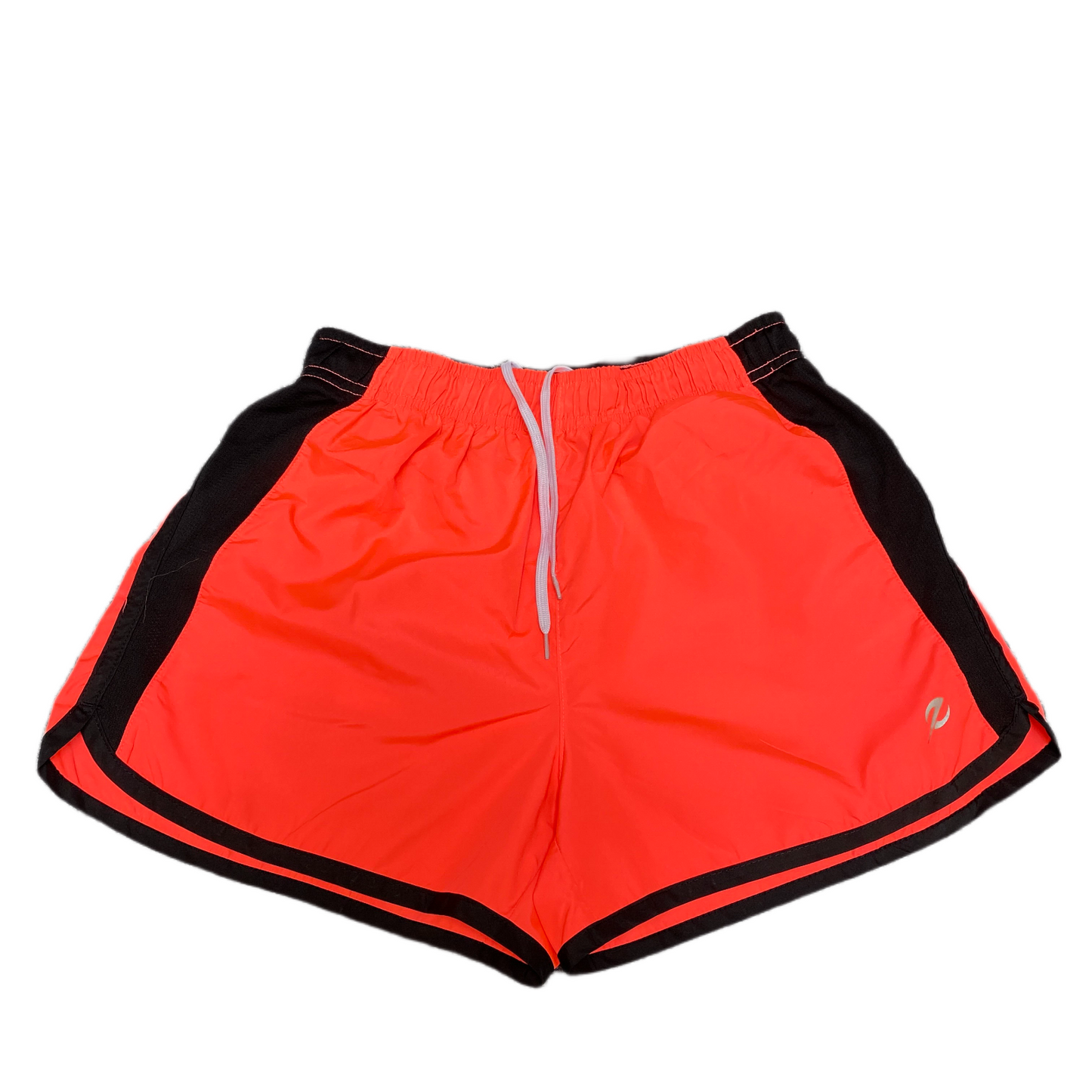 Running Sprinter Shorts Womens S 24" Waist Black Orange Athletic Fit Dolphin Hem