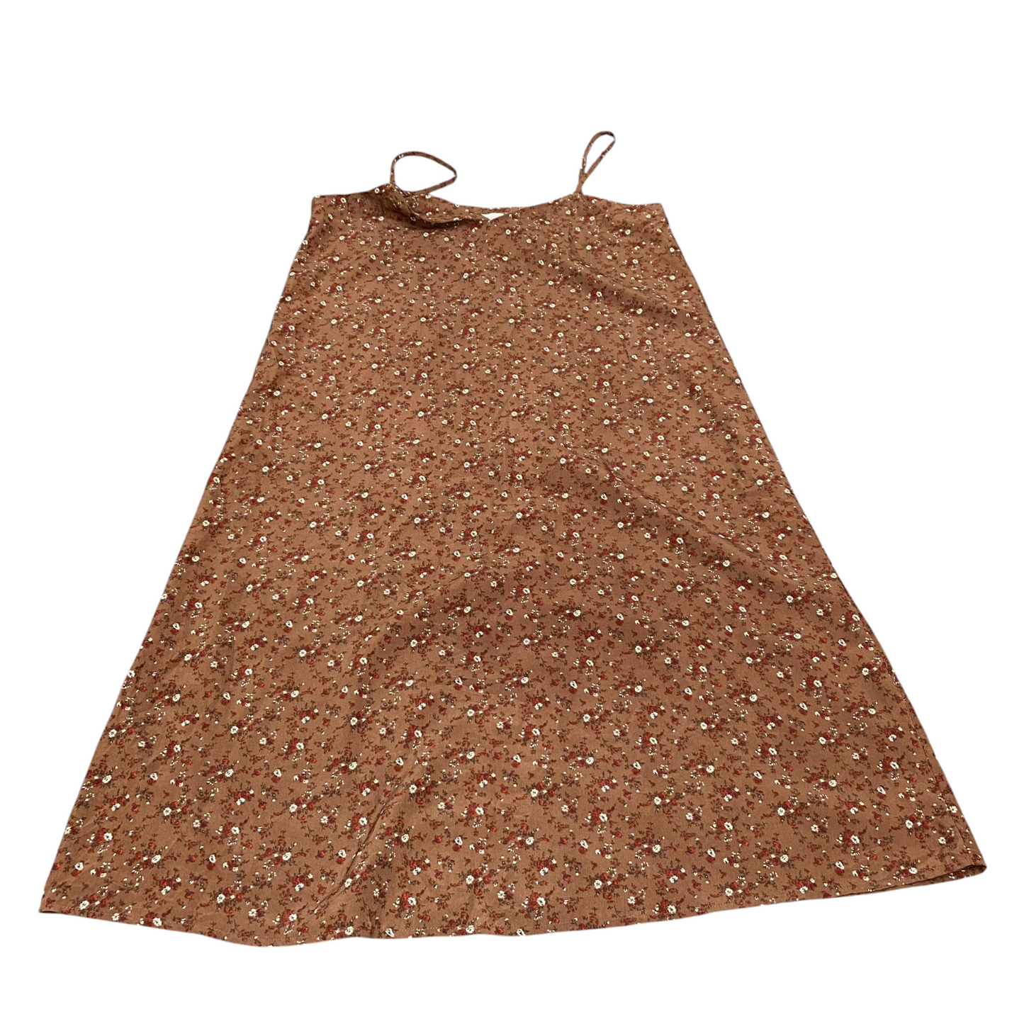 Earth Music & Ecology Midi Dress Womens M Brown Floral V Neck spaghetti Strap