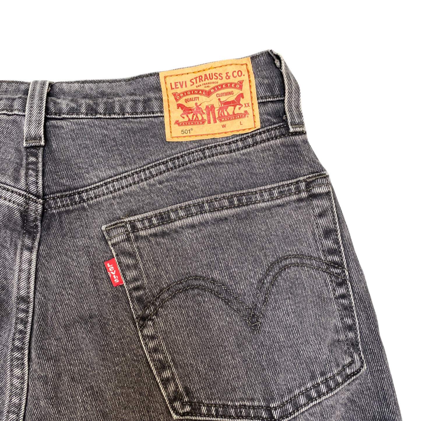 Levi's 501 Jeans Mens 31" Waist Grey Premium Streetwear Flat Front Raw Hem