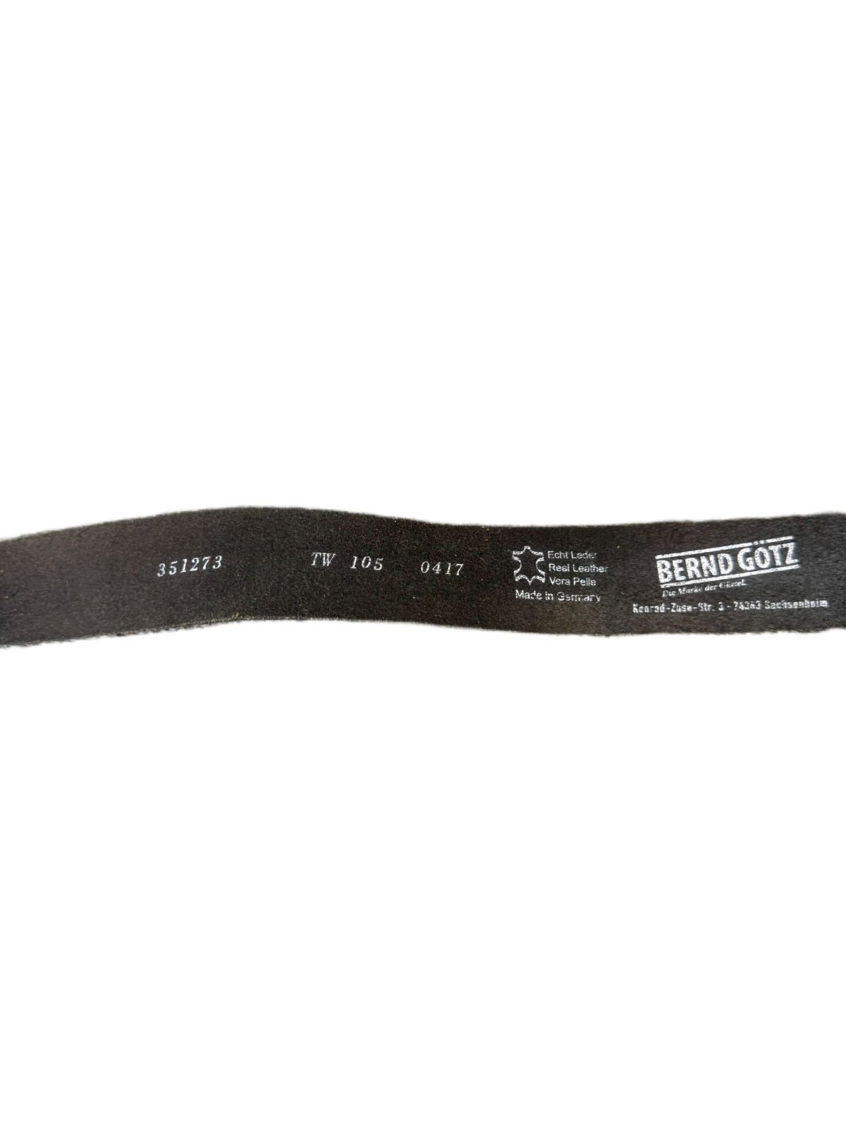 Bernd Gotz Waist Belt Mens Black Leather Rectangular Silver Buckle 44.5 inches