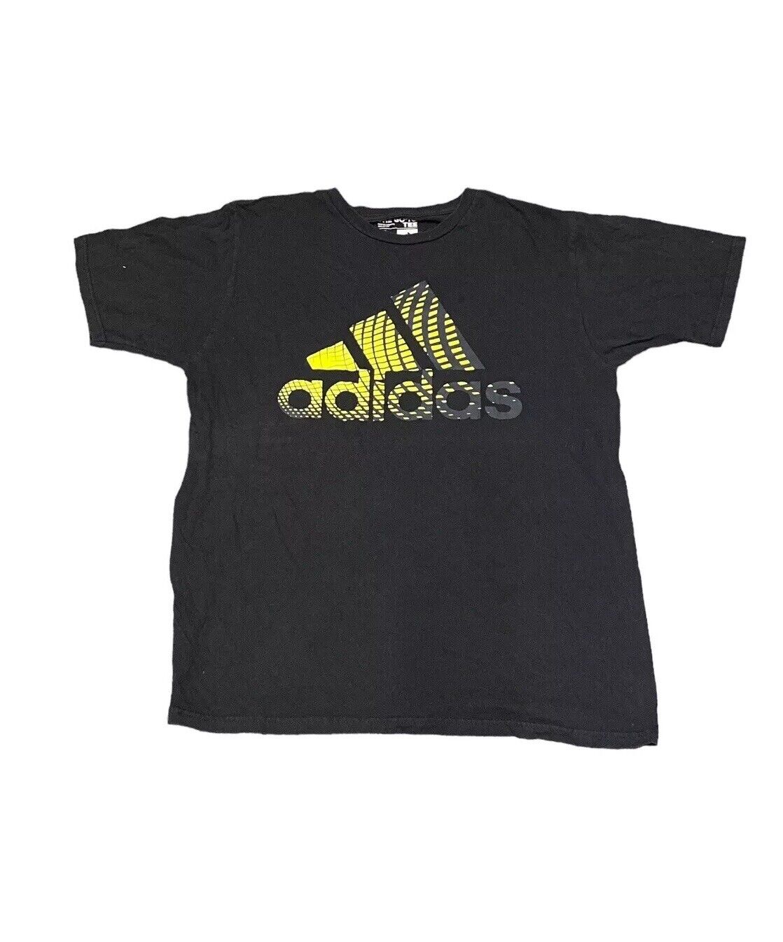 Adidas T-Shirt Black Mens L Green Front Logo