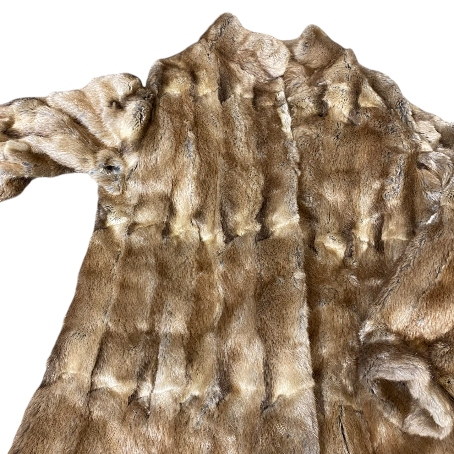 Womens Mint Faux Fur Jacket Medium Brown Lined Soft Cozy Warm Winter Long Sleeve