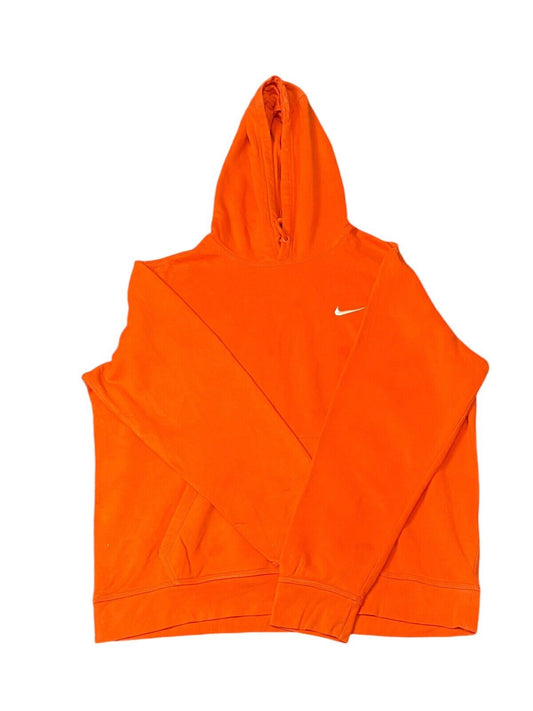 Nike Hoodie Men's XL Orange Cotton kangaroo Pockets Embroidered Logo Long Sleeve