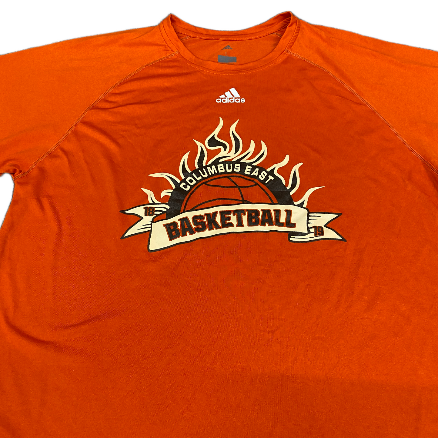 Adidas Climalite Basketball T-Shirt Fits as Men L Orange Short Sleeve Crew Neck