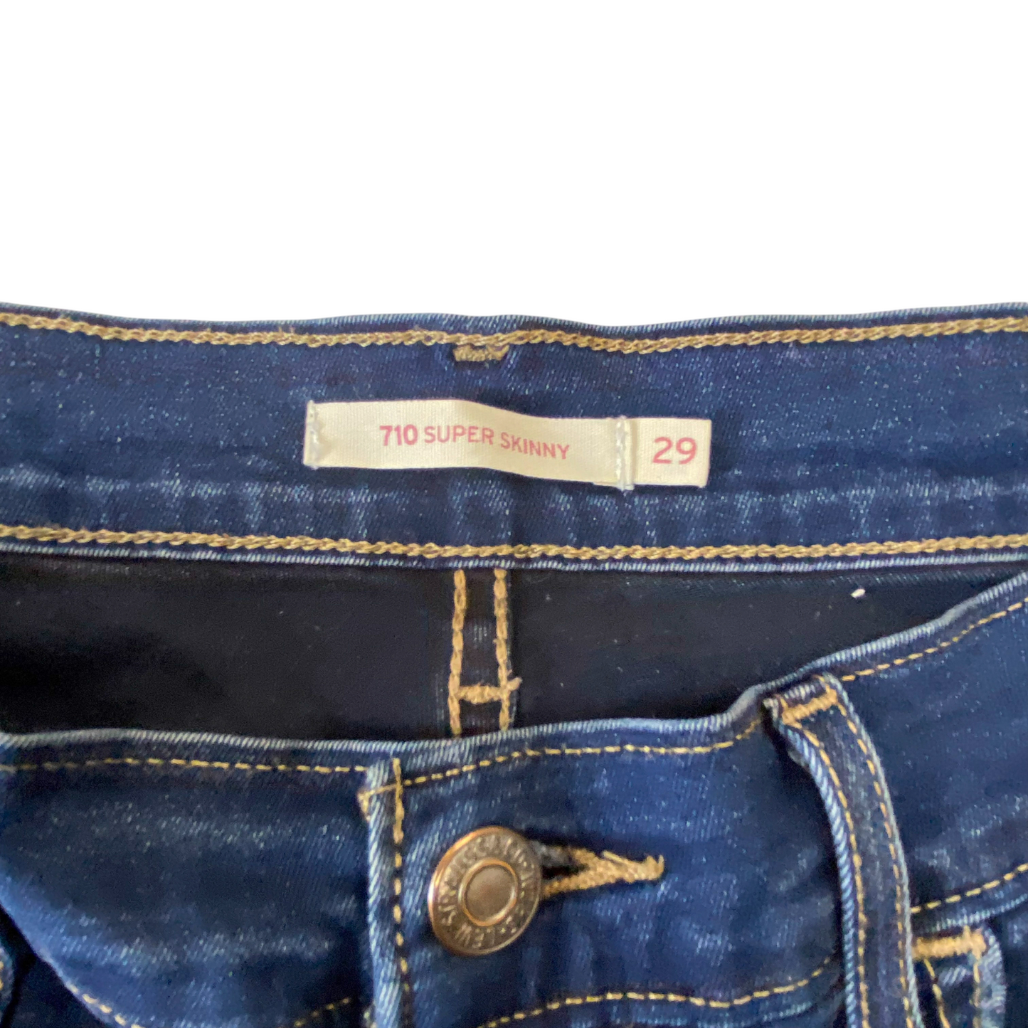 Levi's 710 Jeans Womens Medium Blue Denim Super Skinny Leg Pockets Outdoor