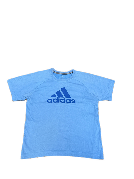 Adidas T-Shirt Boys XS Blue Graphic Logo Short Sleeve Crew Neck Pullover Tee