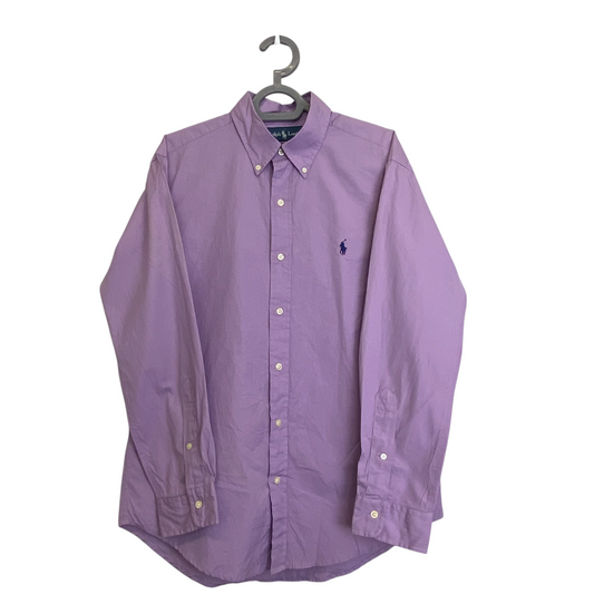 Ralph Lauren Shirt Mens Medium Pink Long Sleeve Classic Fit Small Blue Pony Logo